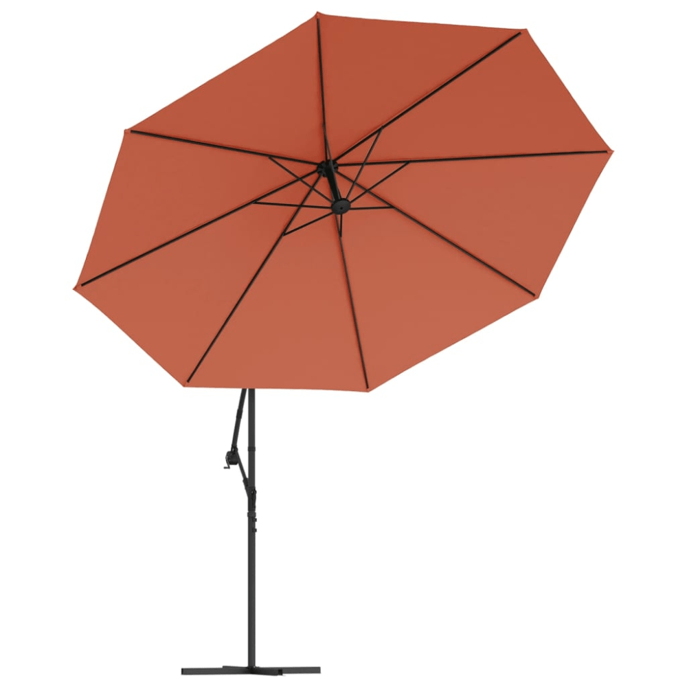 137.8" Cantilever Garden Parasol, Terracotta, Aluminum Pole