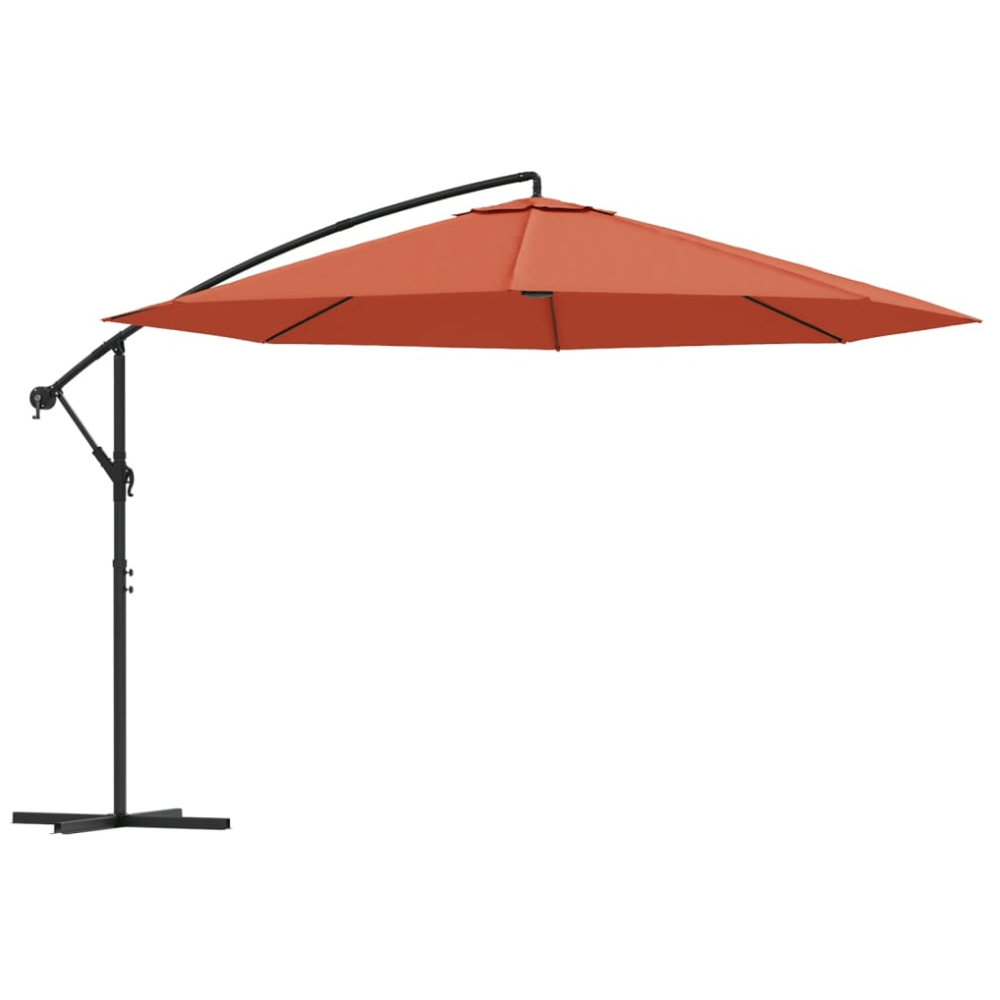 137.8" Cantilever Garden Parasol, Terracotta, Aluminum Pole