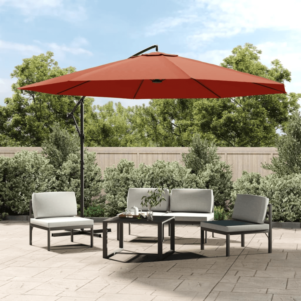 137.8" Cantilever Garden Parasol, Terracotta, Aluminum Pole