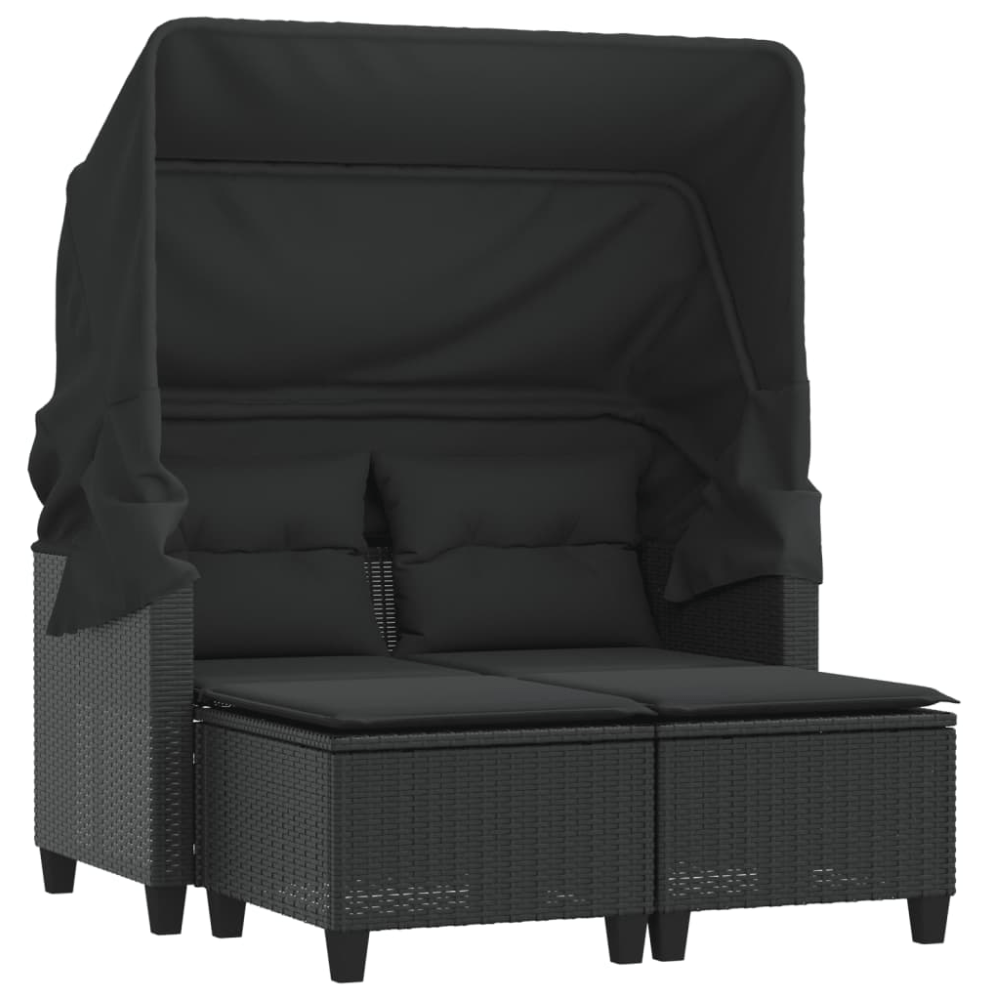 2-Seater PE Rattan Garden Sofa with Removable Covers