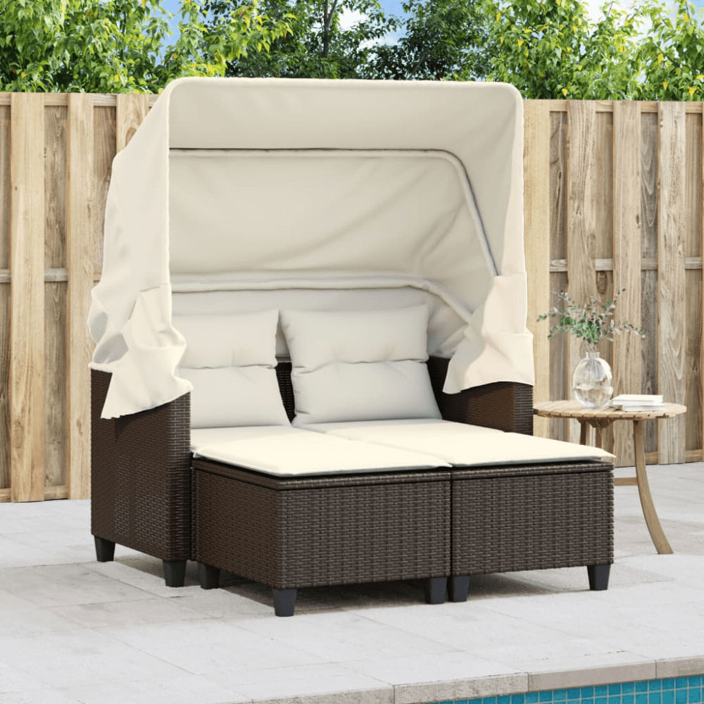 2-Seater PE Rattan Garden Sofa with Removable Covers