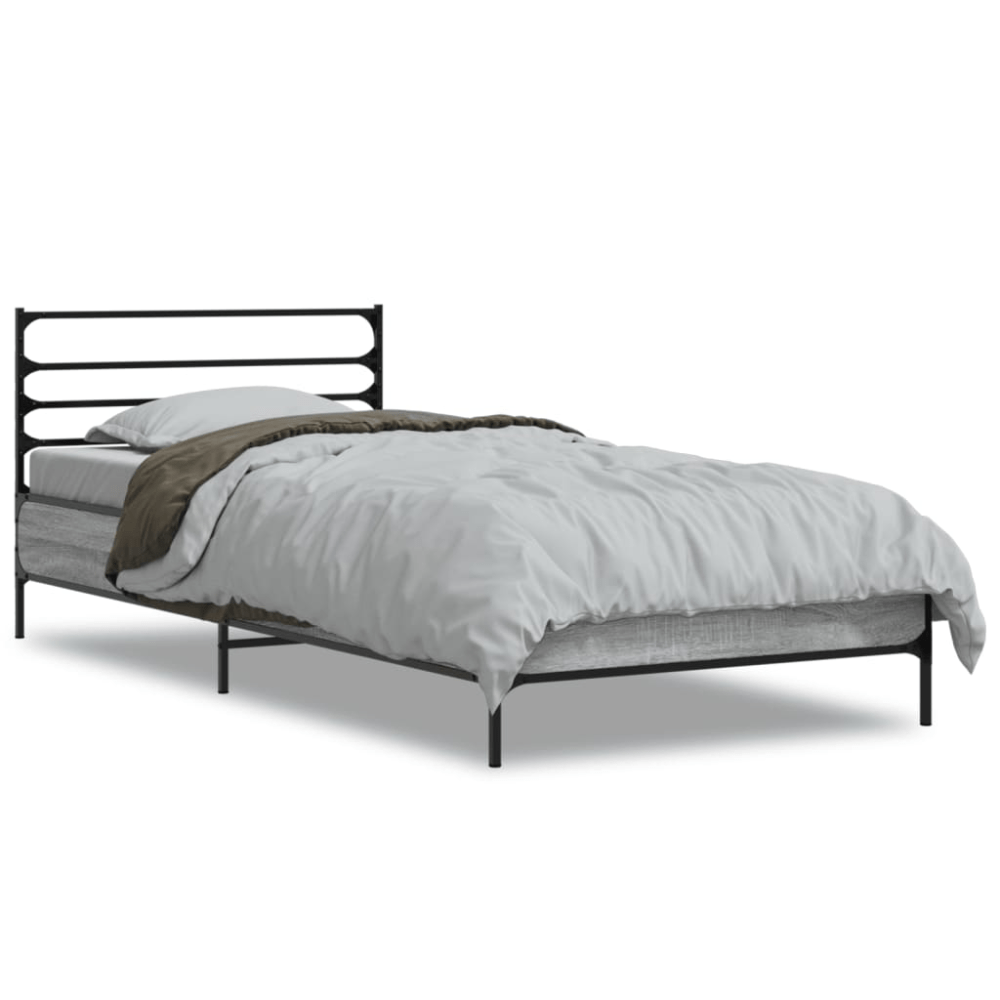 Black Engineered Wood Bed Frame, Small Single, Durable Design