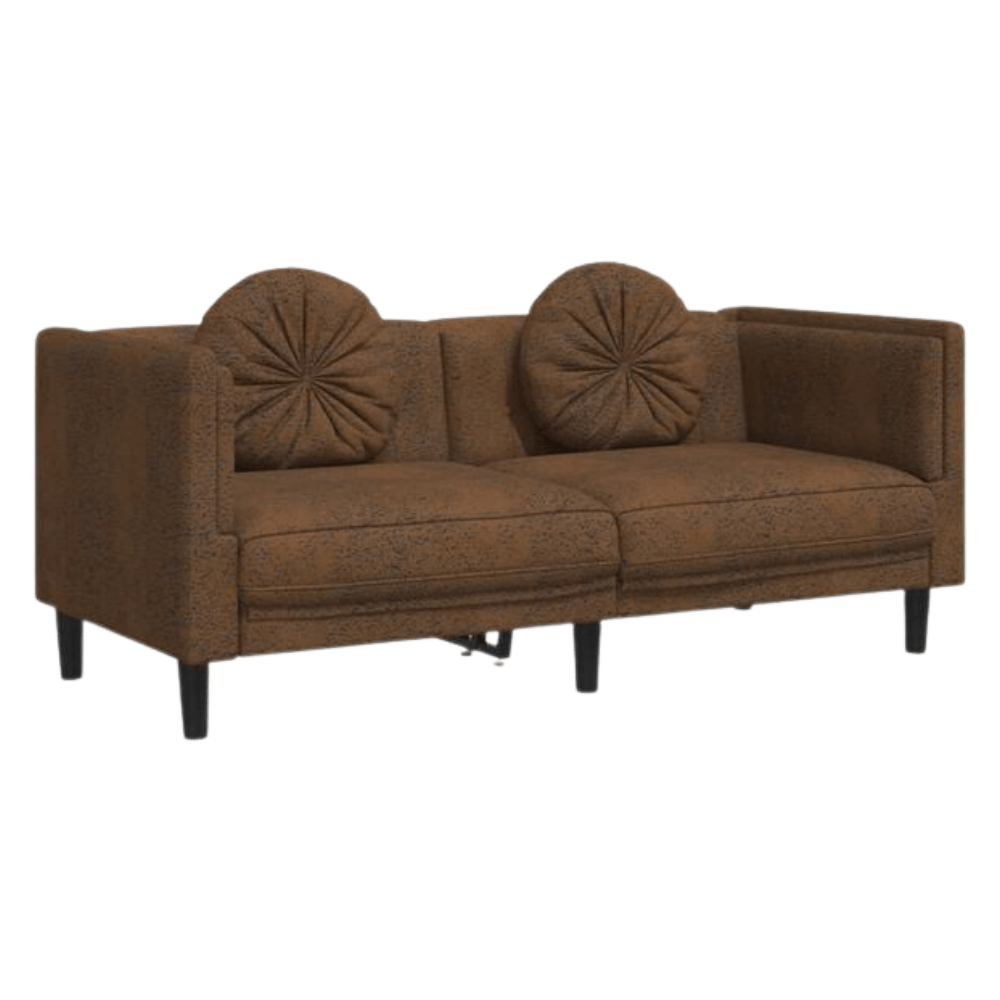 Solid Wood Frame Modern Living Room Furniture - Brown Velvet 2-Piece Sofa Set