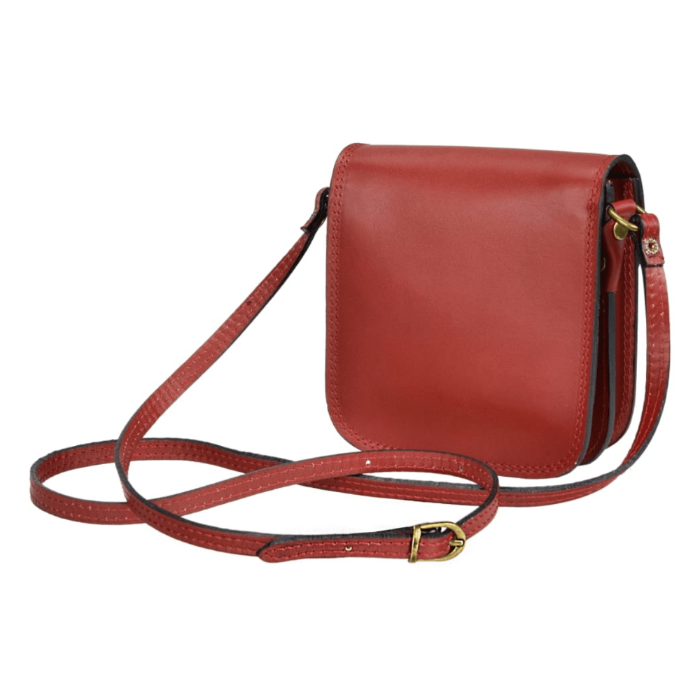 Red Leather Satchel Crossbody Bag – Small Vintage Style - Image 3